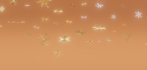 Golden Snowflakes on Orange Background