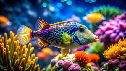 Tilt-Shift Miniature Bull Fish Aquarium Scene - Underwater Macro Photography