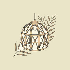 Handicraft natural eco friendly creative product lampshade design silhouette art illustration