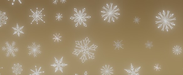 White Snowflakes on Beige Background