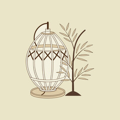 Handicraft natural eco friendly creative product lampshade design silhouette art illustration