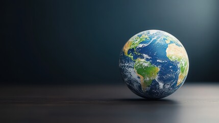 Fototapeta premium A small globe sits on a wooden table
