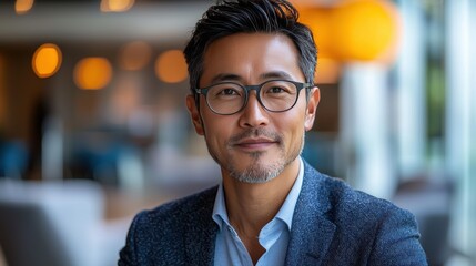 Fototapeta premium Professional Man with Glasses in Modern Office Environment