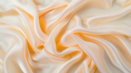 Obraz premium Silky movement: Smooth satin fabric in golden hues flowing like liquid, glowing under a focused, directional light