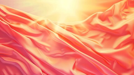 Obraz premium Silky sunset: Deep orange silk fabric flowing dynamically, illuminated by gradient sunset light with vivid shadow contrasts