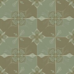 Earthy Elegance: Olive Green and Brown Tile Pattern 
