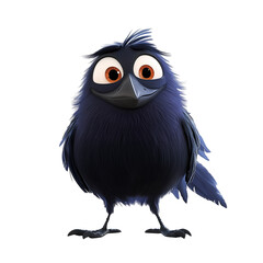 Fototapeta premium 3D cartoon, a cute raven, full-body, isolated on transparent background.