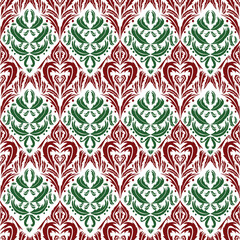 Christmas pattern Oreintal Flora Damask Seamless pattern  embroidery, Indian style.  art ornament print for carpet, cover.wallpaper, wrapping, fabric, clothing