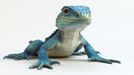 Obraz premium A blue lizard on a white background