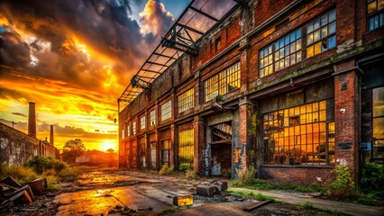 Fototapeta premium Urban Exploration Photography: Brown Sugar Decaying Industrial Ruins, Grungy Textures, Rust, Graffiti, Abandoned Buildings, Dark Ambiance