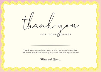 Thank you for your order Compliment card with background and text spice. Vector Illustration.