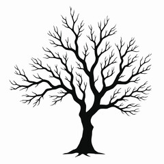 Obraz premium Tree silhouettes in black on white background