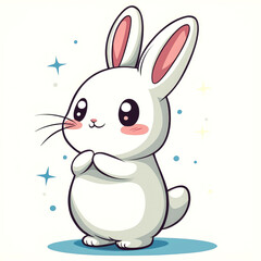 Obraz premium Adorable white bunny rabbit cartoon character.