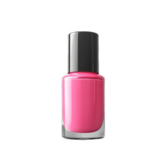 Obraz premium High-quality photo of a pink nail polish bottle placed gracefully on a white background in mockup form.