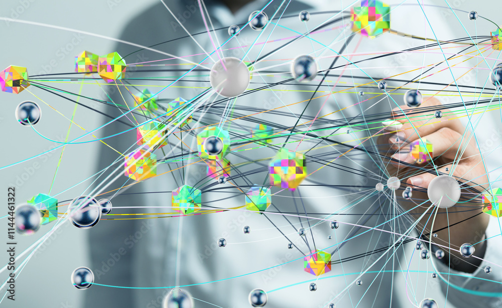 Poster conference digital network and data concept 3d