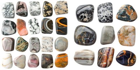 stones with interesting patterns and colors. Generative AI.