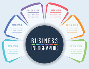 6 Options Infographic design 6 Steps, objects, elements or options business information template