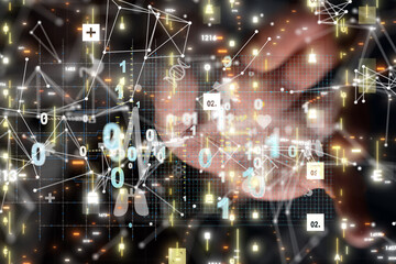 digital medical futuristic interface 3D rendering