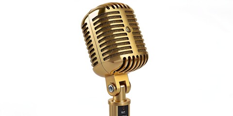 Fototapeta premium Golden Retro Microphone with Vintage Charm