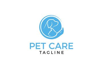 Simple Pet care logo, Pet shop, Pet hospital logo vector.