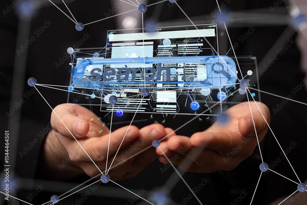 Aufkleber Interface web application in hand 3d