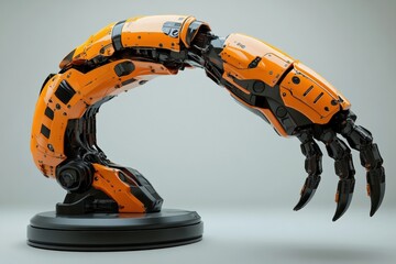 Fototapeta premium a robotic arm with an orange and black color scheme