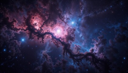 Galactic cosmic nebula with vibrant colors and luminous stars in deep space
