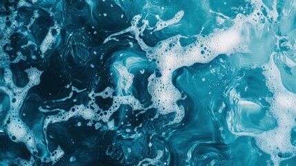 Obraz premium Abstract Teal Water With White Foam Swirls