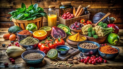 Fototapeta premium Vintage Coenzyme Q10: Antioxidant Power for Cellular Energy & Anti-Aging