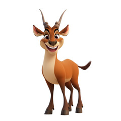 Obraz premium 3D full-body shot of an antelope smiling, isolated on transparent background.