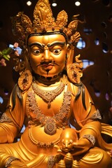 Statue of a god in a Buddhist temple in Singapore