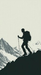 Silhouette of a Hiker on Mountain Summit