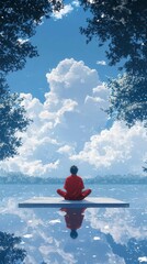 Serene Reflection Under a Blue Sky