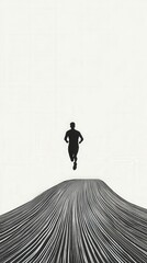 Silhouette of a Runner on a Curved Path