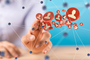 "network holding in hand 3d connection data."