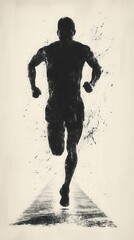 Silhouette of Runner in Motion with Abstract Background