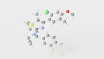 crinecerfont molecule 3d, molecular structure, ball and stick model, structural chemical formula crf1r antagonist
