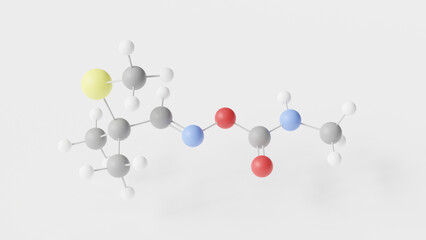 aldicarb molecule 3d, molecular structure, ball and stick model, structural chemical formula pesticide