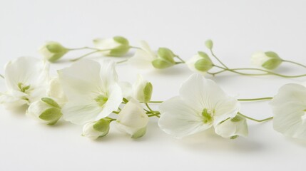 Fototapeta premium white flowers and buds on a white surface