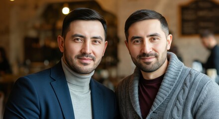 Diverse young caucasian adult males in a cozy indoor setting for relaxed lifestyle concept