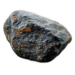 Close-Up of a Unique Isolated Stone on a Plain Background Highlighting Texture and Color Variations in Nature's Rock Formation