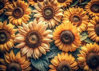 Vintage Sunflower Background, Rustic Sunflower Photography, Blooming Sunflowers, Summer Floral Wallpaper, Sunflower Field Image