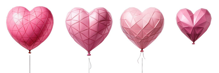 Colorful heart-shaped balloons in various shades of pink, perfect for celebrations.