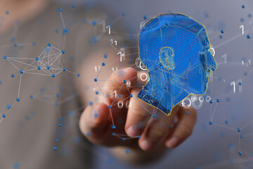 Human head and brain with Artificial intelligence concept