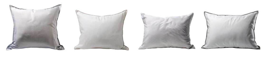 Four elegant decorative pillows in soft fabric, perfect for home decor and comfort.