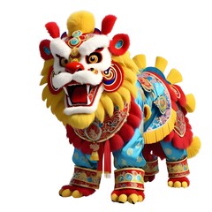 Fototapeta premium Vibrant Chinese Lion Dance Costume: A Detailed Close-up of a Traditional Festive Garment