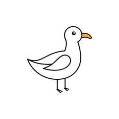 Seagull Line Art on White Background