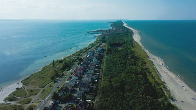 Aerial View of Hel Peninsula on Baltic Sea, Poland