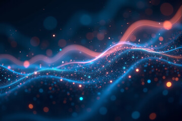 A dynamic AI data stream background with glowing particles, abstract patterns, and futuristic flowing digital elements..
