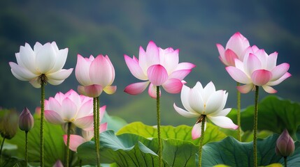 Obraz premium Serene Lotus Flower Blooming in Tranquil Pond Setting